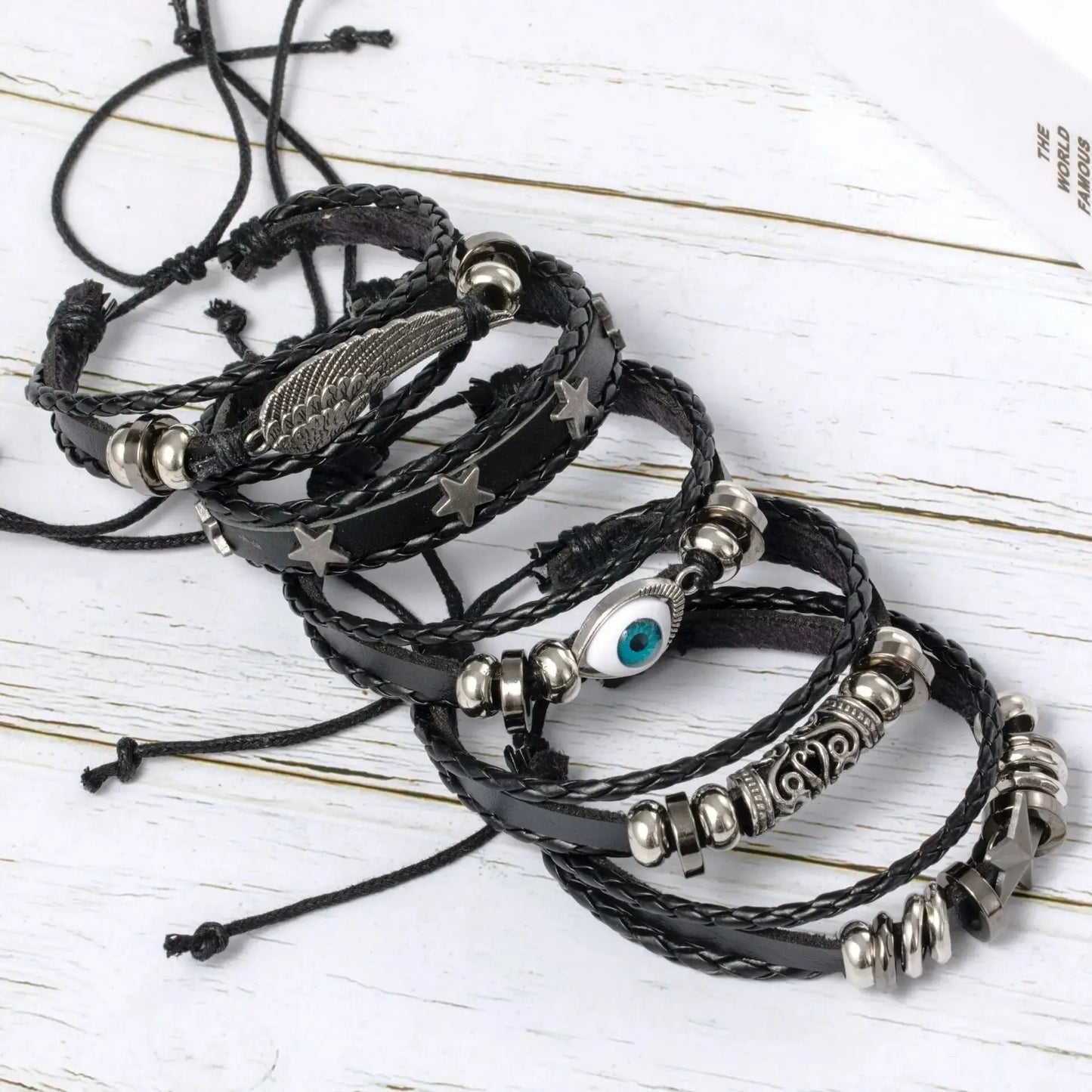 5PCS Evil Eye Punk Bracelet Set