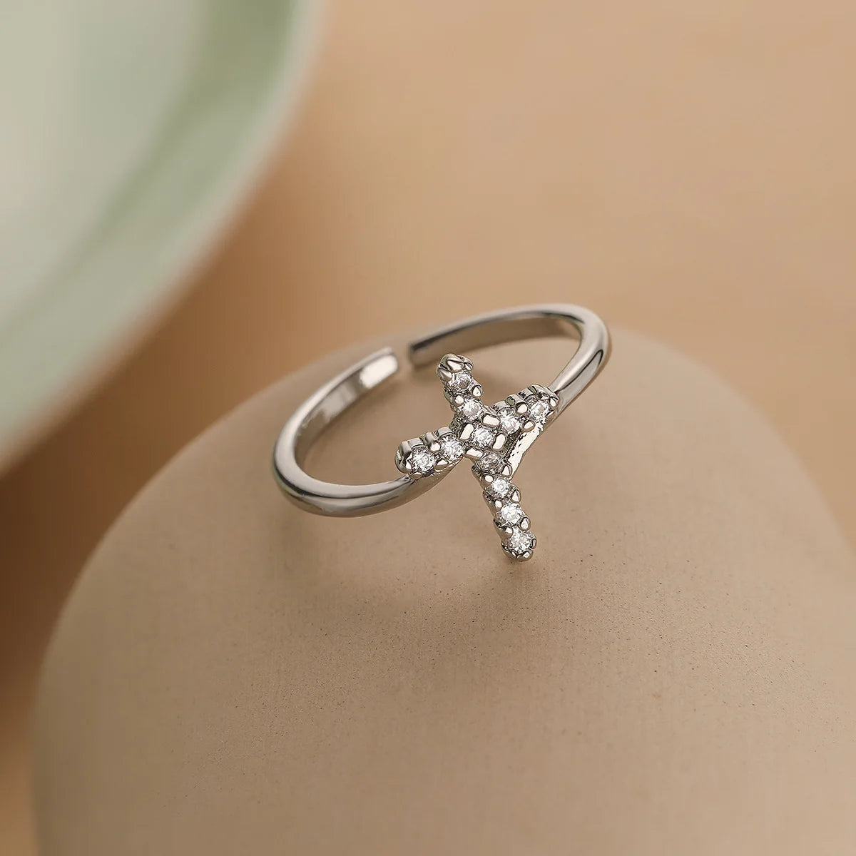 Clear CZ Zircon Cross Evil Eye Ring
