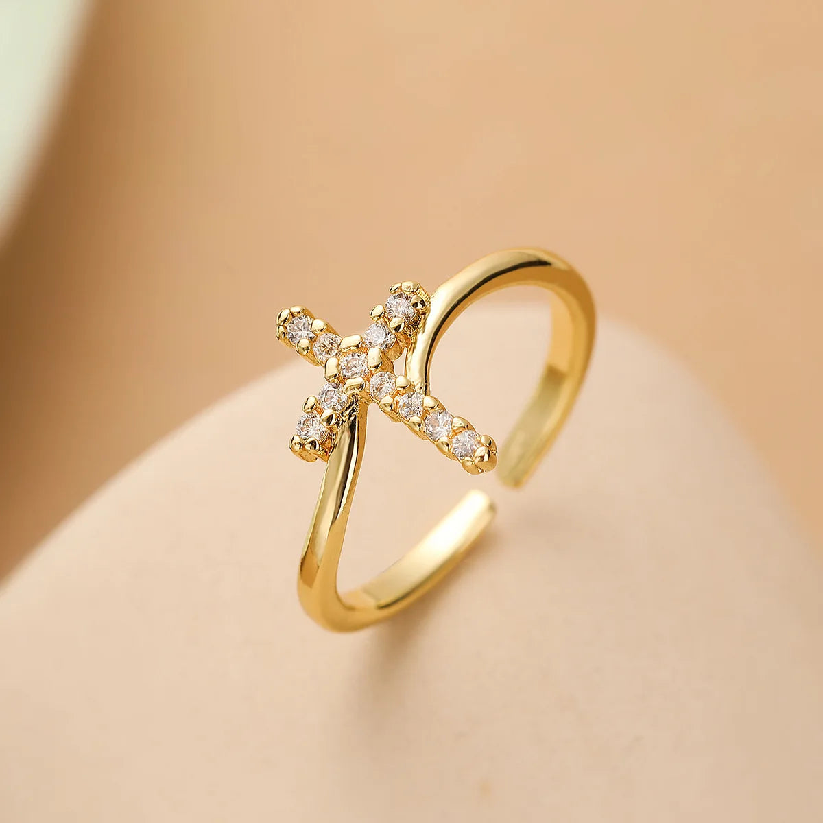 Clear CZ Zircon Cross Evil Eye Ring