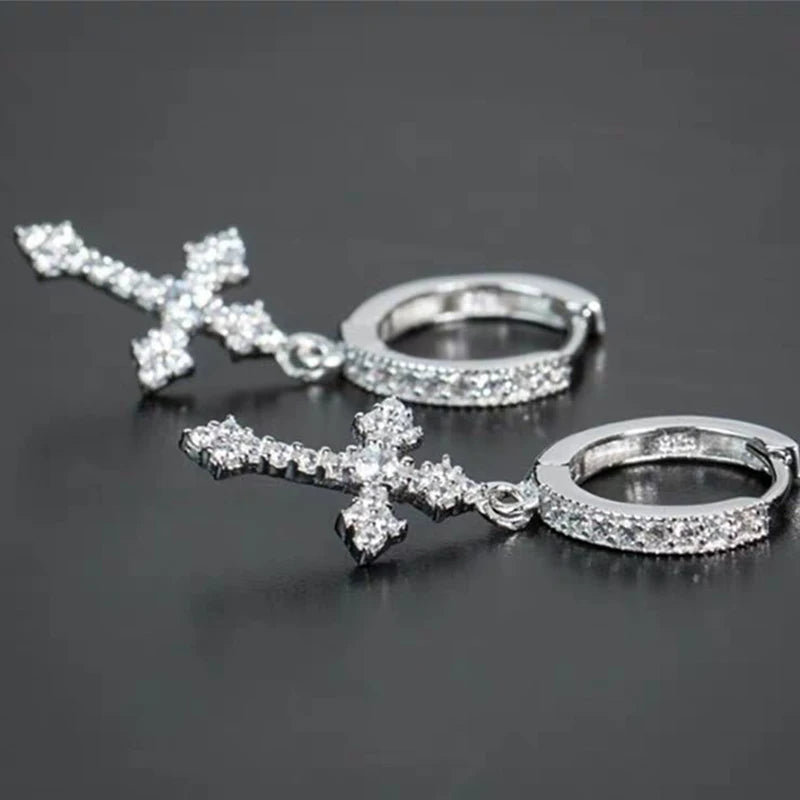 Crystal Zircon Cross Earrings