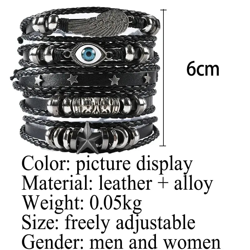 5PCS Evil Eye Punk Bracelet Set