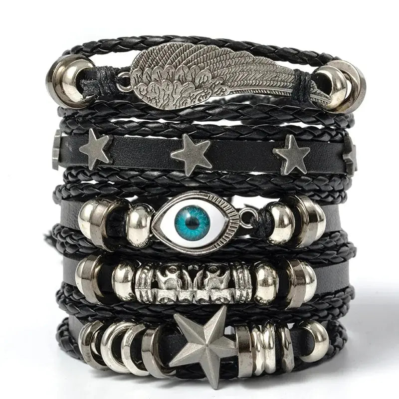 5PCS Evil Eye Punk Bracelet Set