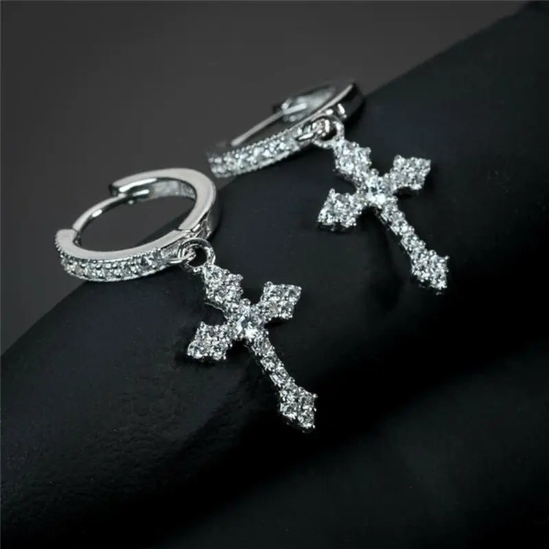 Crystal Zircon Cross Earrings
