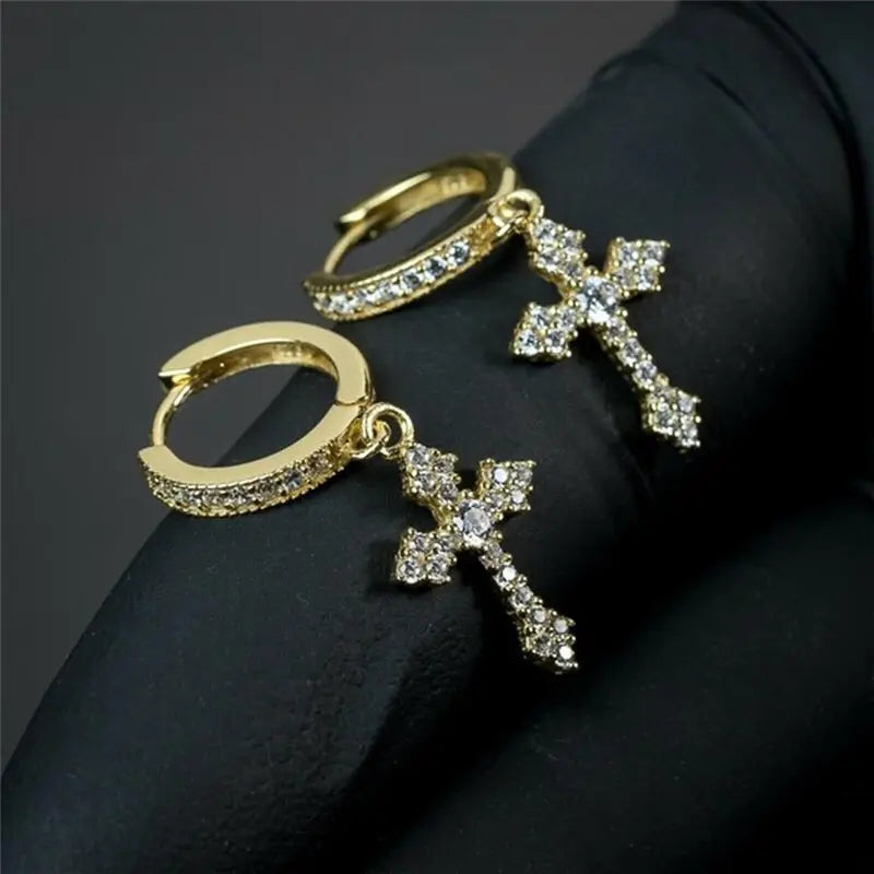 Crystal Zircon Cross Earrings