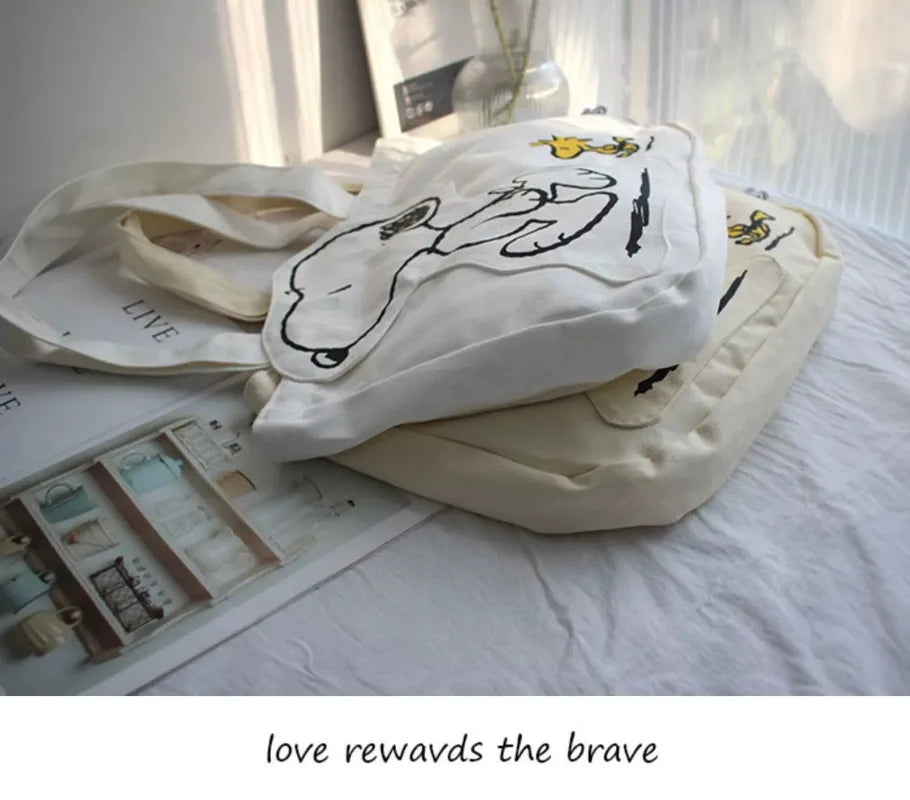 Disney Canvas Snoopy Handbag High Capacity Tote Bag