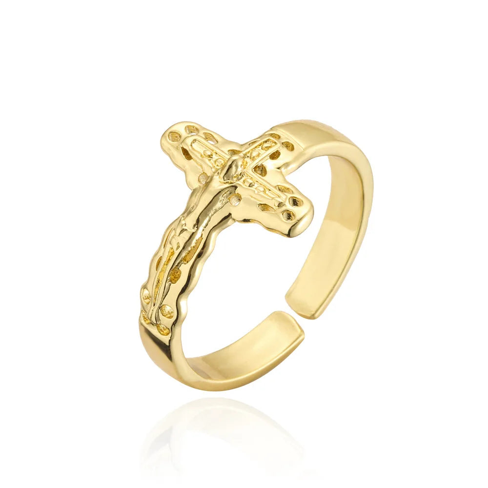 Clear CZ Zircon Cross Evil Eye Ring