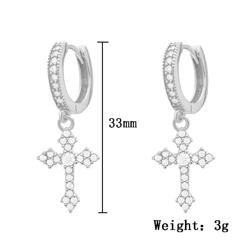 Crystal Zircon Cross Earrings