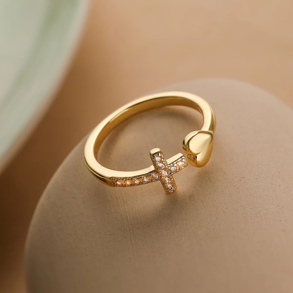 Clear CZ Zircon Cross Evil Eye Ring