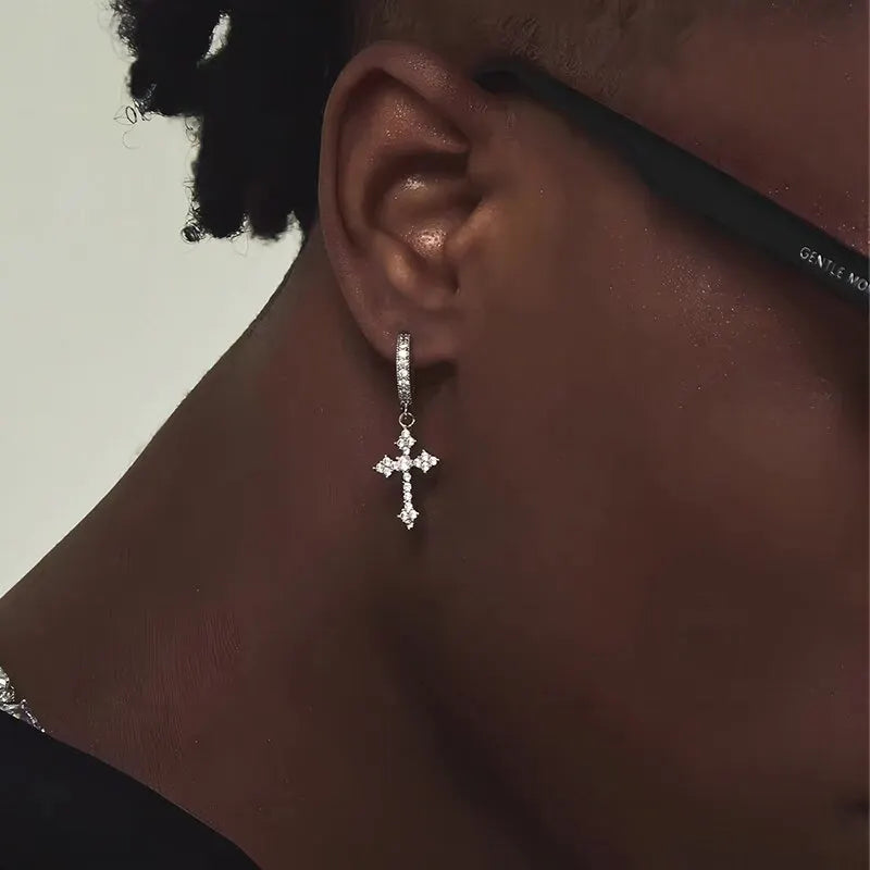 Crystal Zircon Cross Earrings