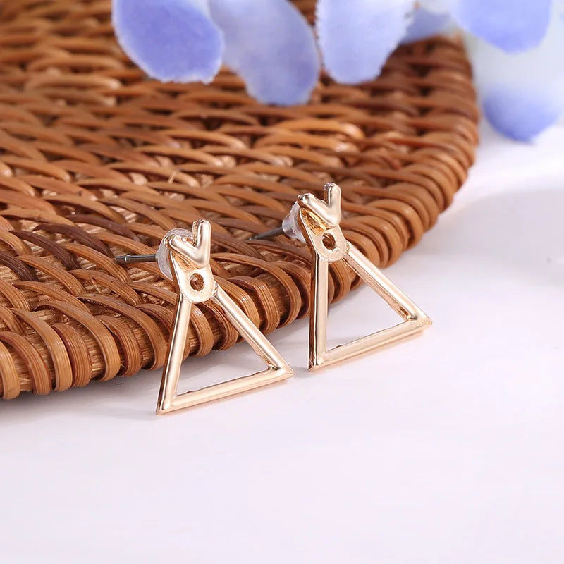 Minimalist Geometric Gold Triangle Square Earrings