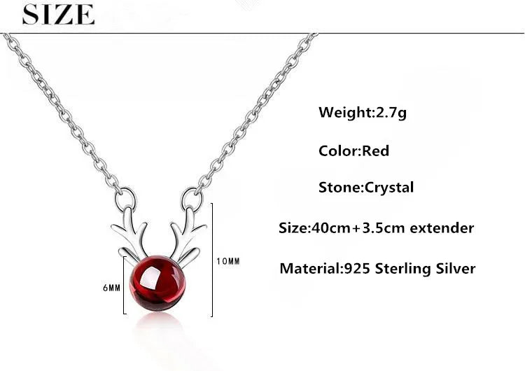 Platinum-Plated Christmas Deer Pendant Necklace