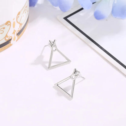 Minimalist Geometric Gold Triangle Square Earrings