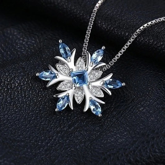 Exquisite Blue Snowflake Necklace