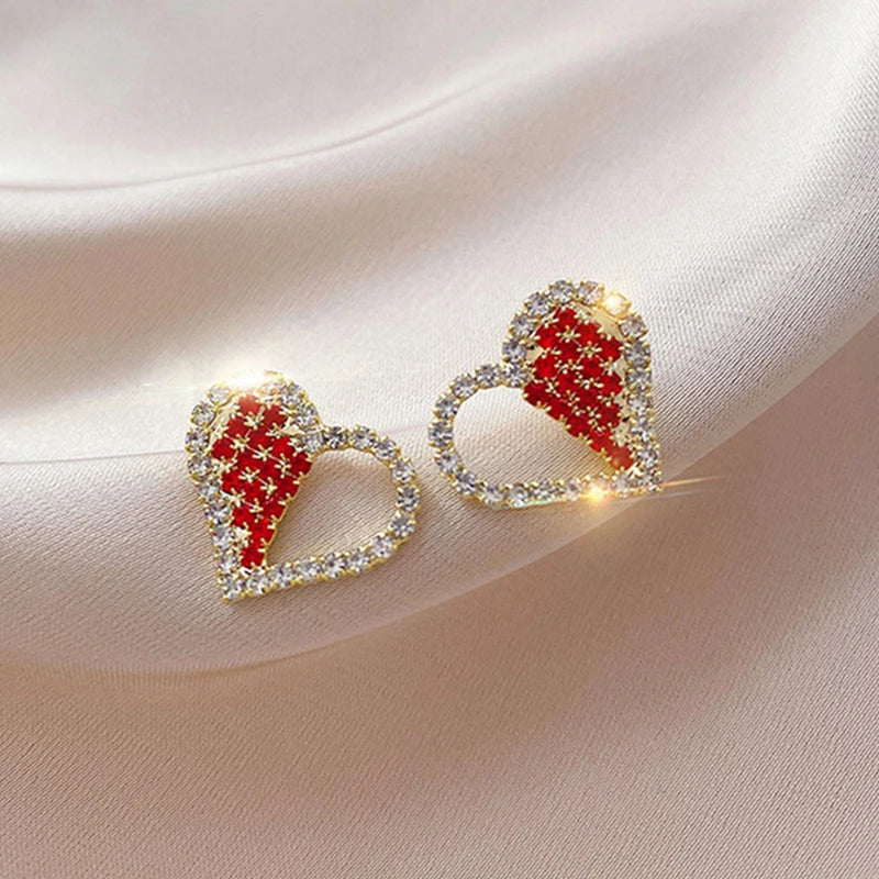 Red Zircon Bowknot Stud Earrings