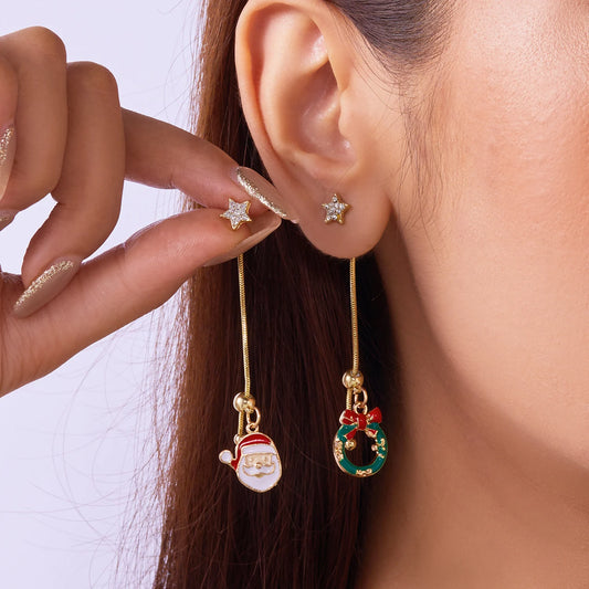 Asymmetric Christmas Tassel Earrings