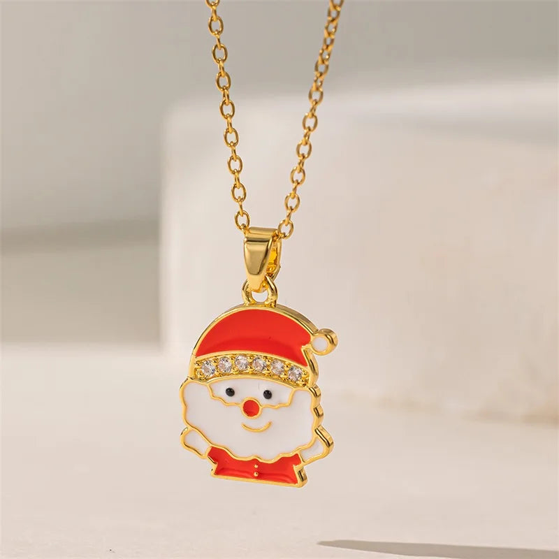 316L Stainless Steel Christmas Santa Claus Pendant Necklace