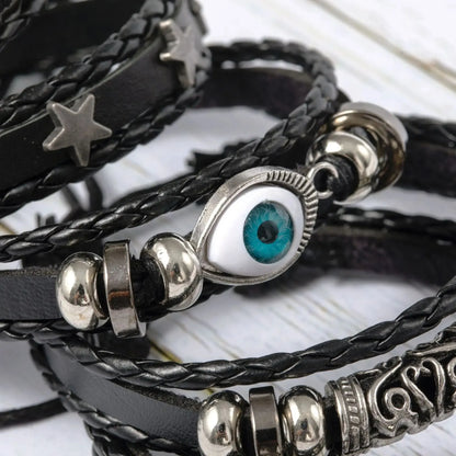 5PCS Evil Eye Punk Bracelet Set