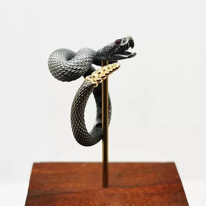 Vintage Silver Snake Ring for Men Handmade Jewelry Accessories Pendant