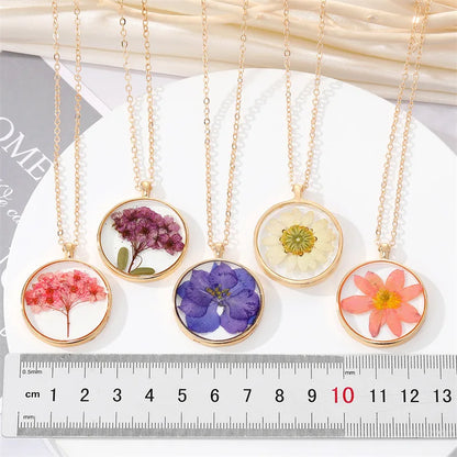 Unique Dried Flower Pendant Necklace