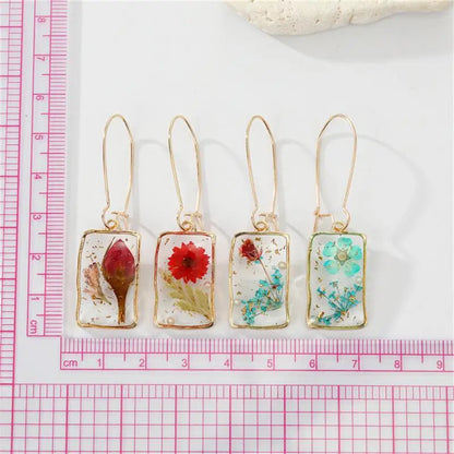 Elegant Transparent Dried Flower Earrings