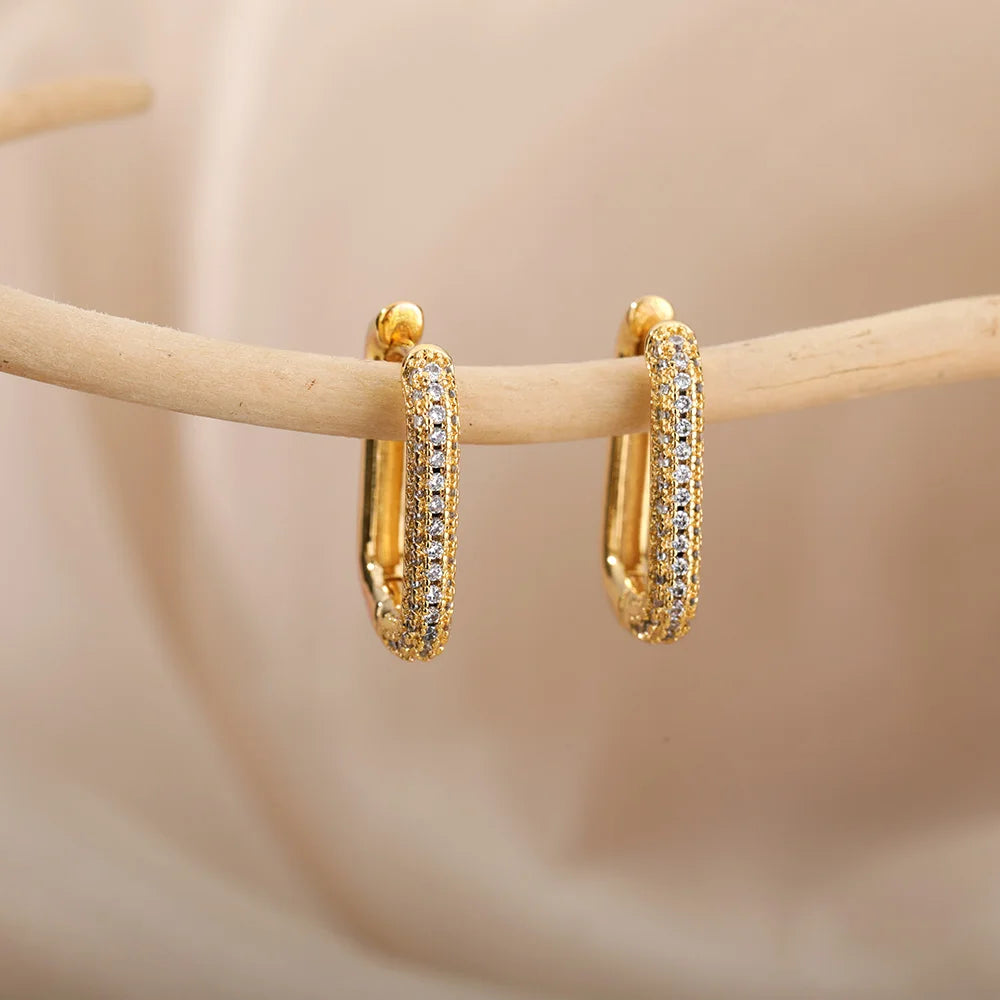 Luxury Square Circle Hoop Earrings