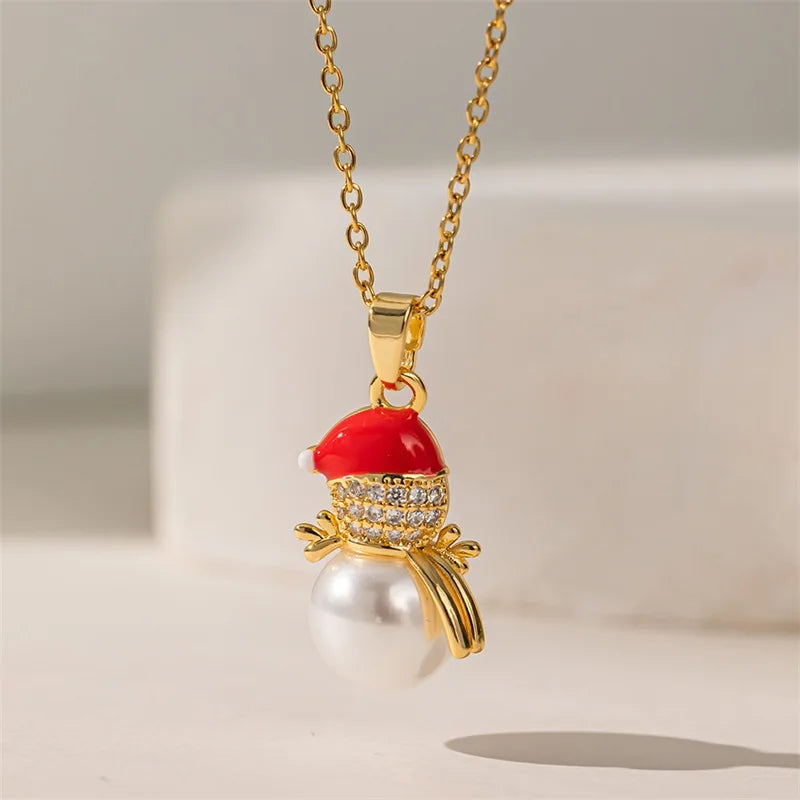 316L Stainless Steel Christmas Santa Claus Pendant Necklace