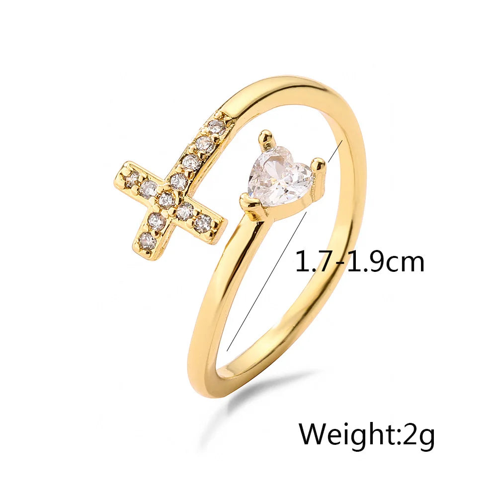 Clear CZ Zircon Cross Evil Eye Ring