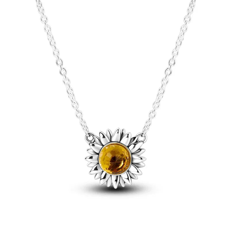 New Silver Sunflower Charm Beads