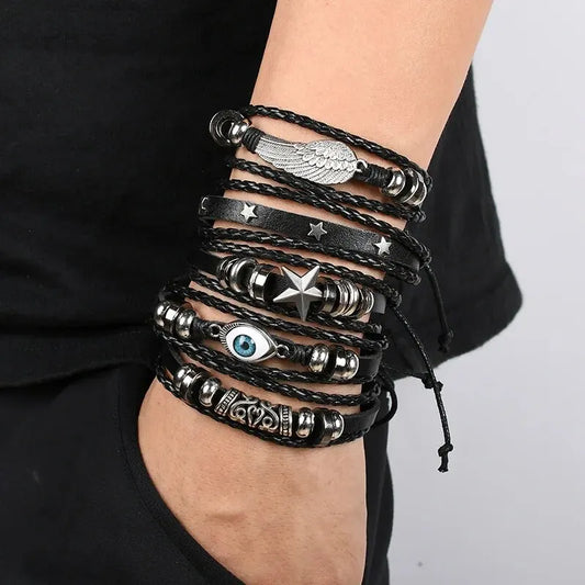 5PCS Evil Eye Punk Bracelet Set