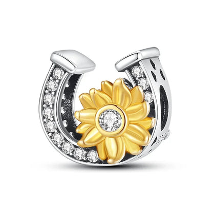 New Silver Sunflower Charm Beads