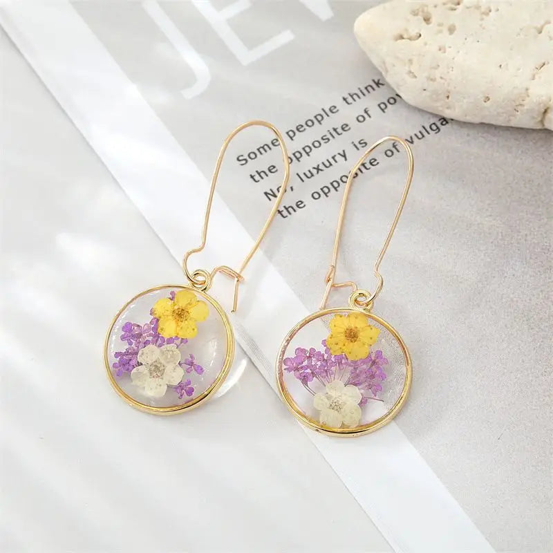 Colorful Dried Flower Earrings