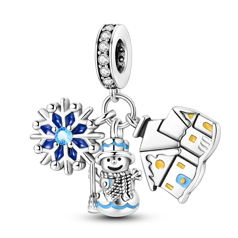 925 Sterling Silver Snowman Charm Bead