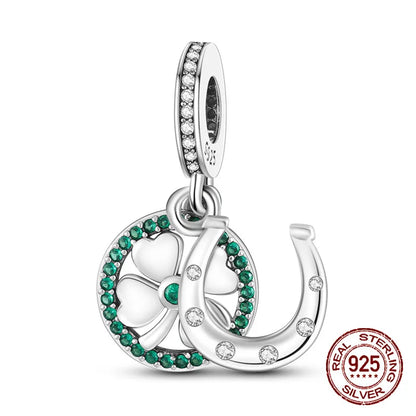 S925 Sterling Silver Green Four-Leaf Clover Pendant