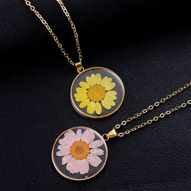 Colorful Sunflower Pendant Necklace