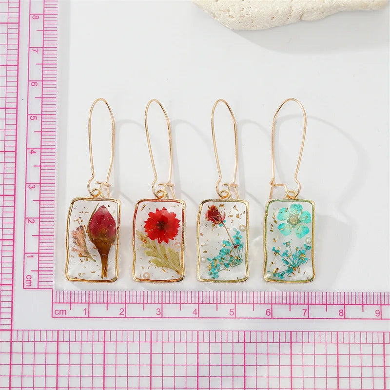 Colorful Dried Flower Resin Earrings