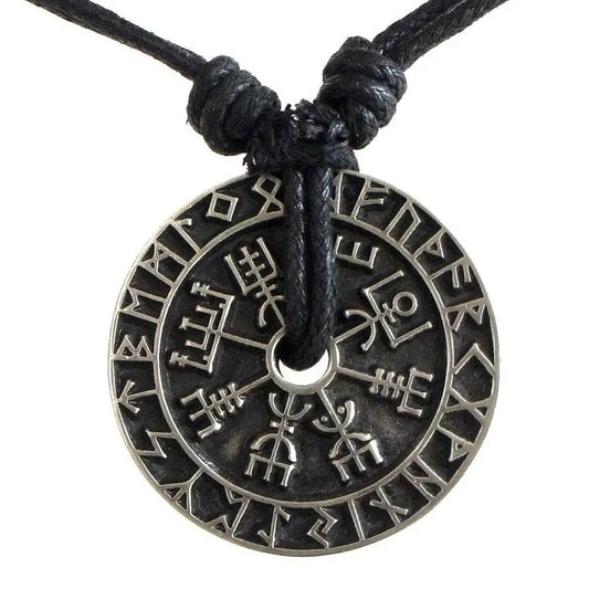 Vintage Viking Rune Compass Necklace