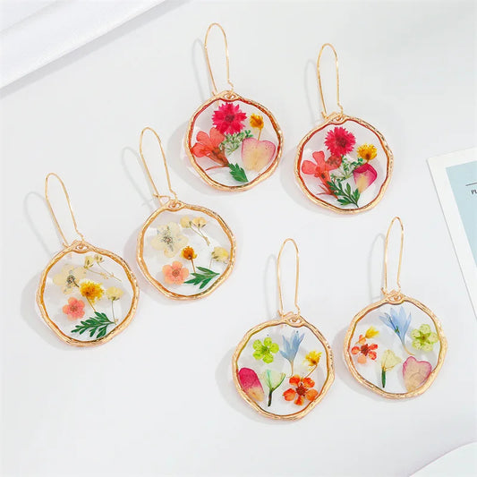 Colorful Dried Flower Earrings