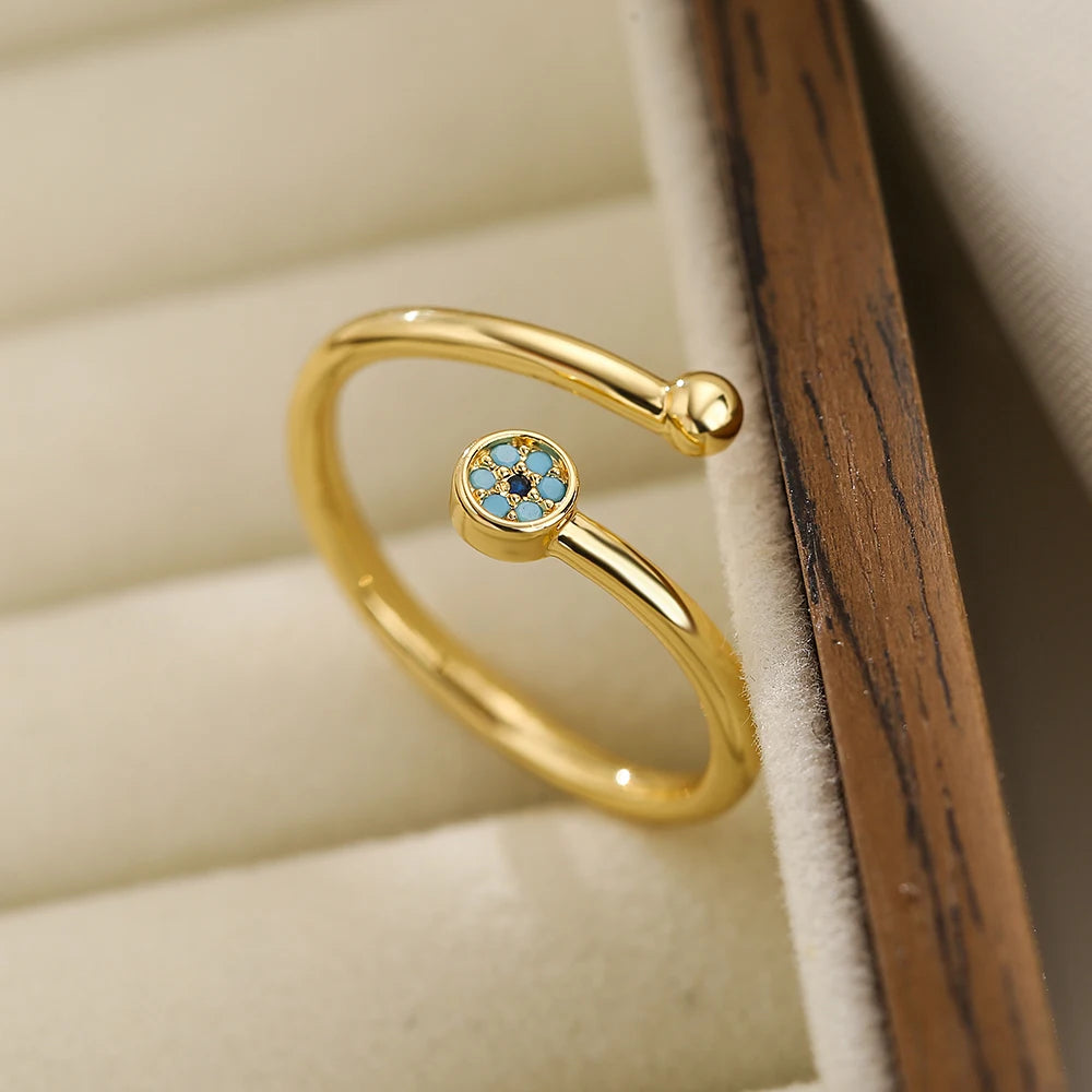 Clear CZ Zircon Cross Evil Eye Ring