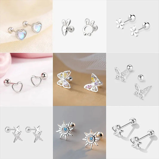 925 Silver Butterfly Heart Tragus Studs