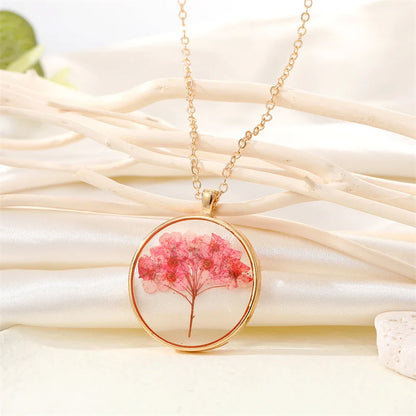 Unique Dried Flower Pendant Necklace