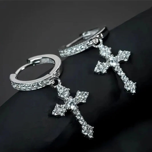 Crystal Zircon Cross Earrings