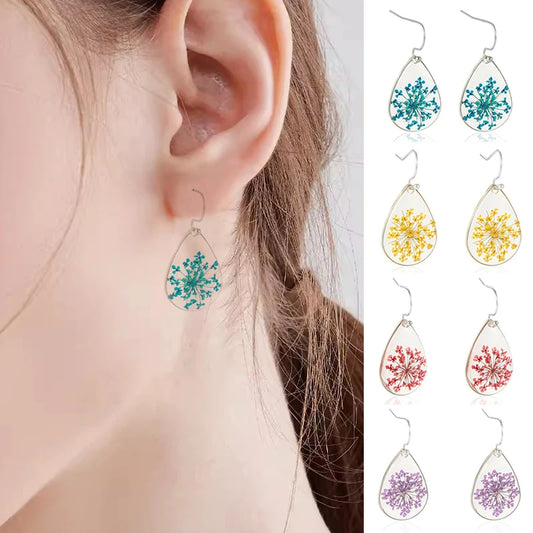 Elegant Dried Flower Resin Earrings