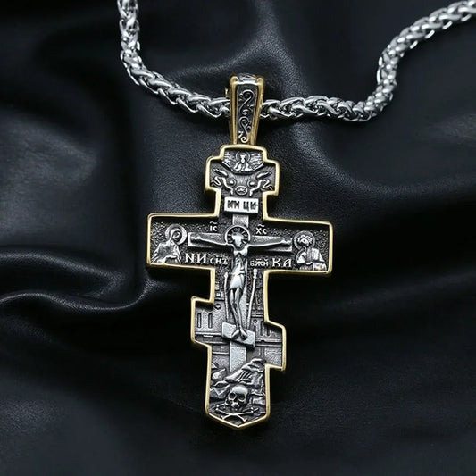 Vintage Stainless Steel Jesus Cross Necklace