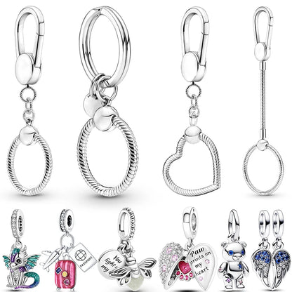 Silver Key Ring Charm Holder