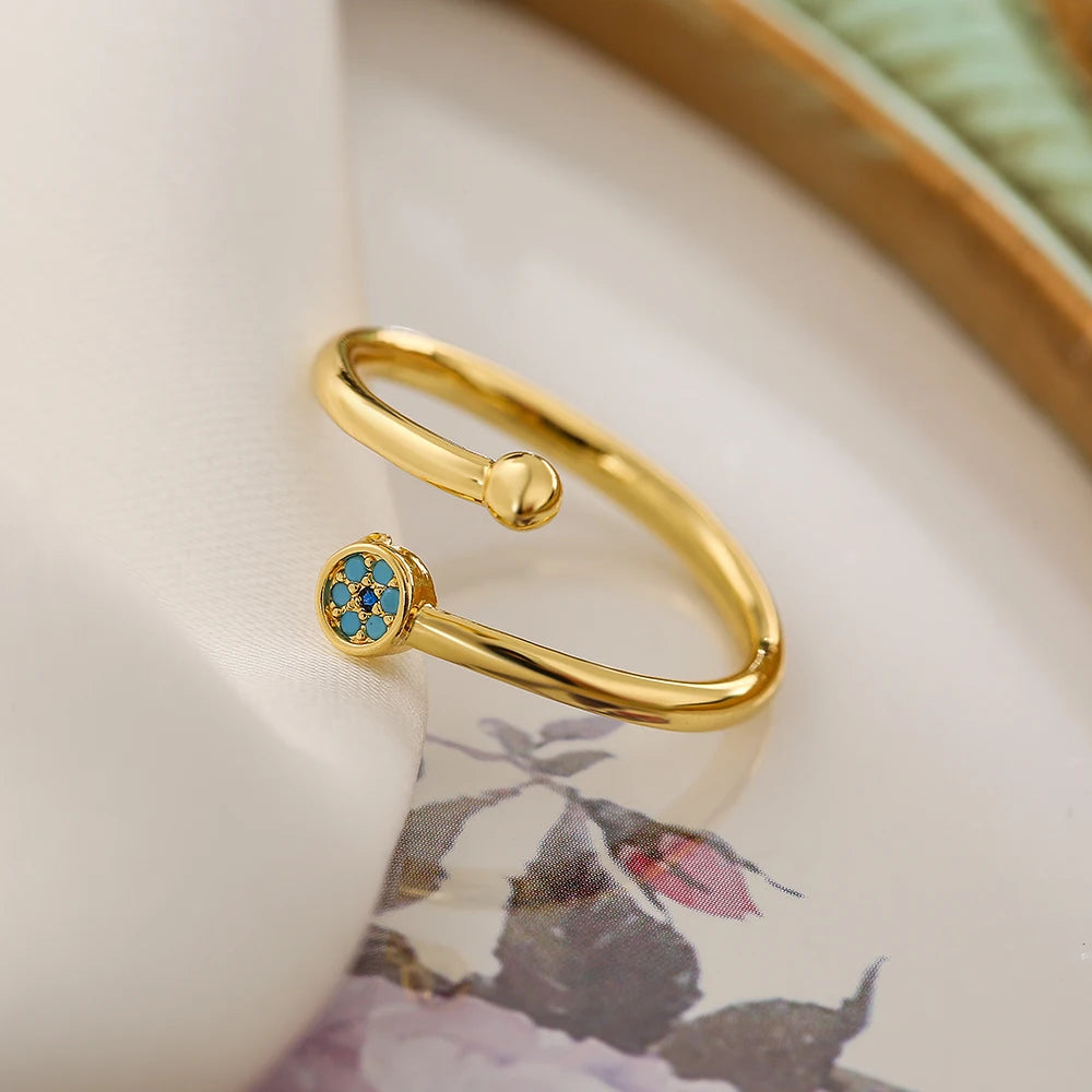 Clear CZ Zircon Cross Evil Eye Ring