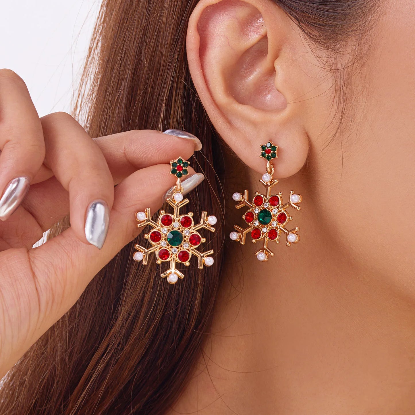 Fashion Christmas Snowflake Stud Earrings