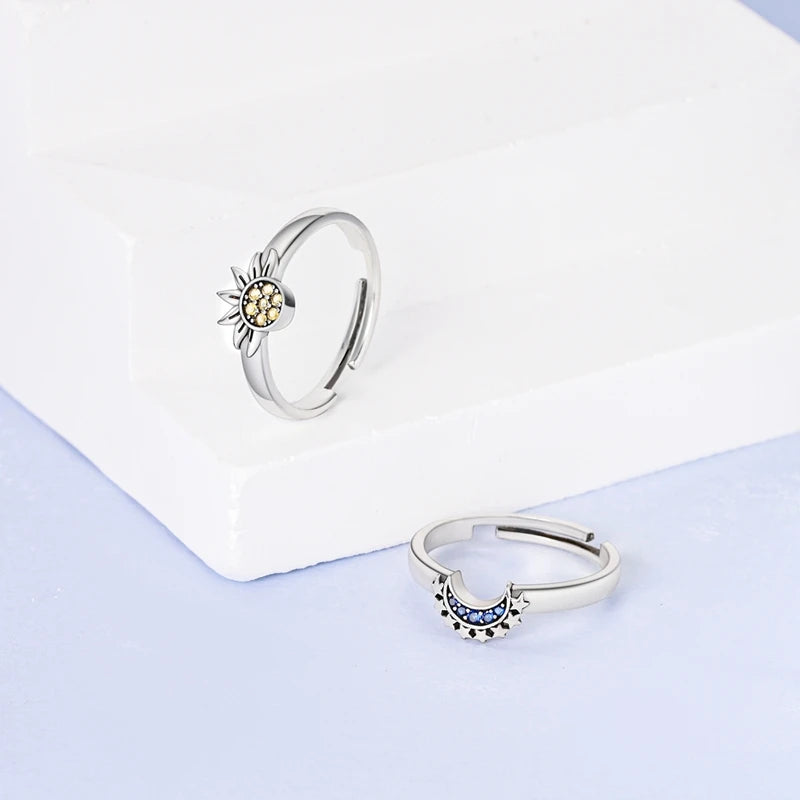 Moon Sun Star Silver Rings