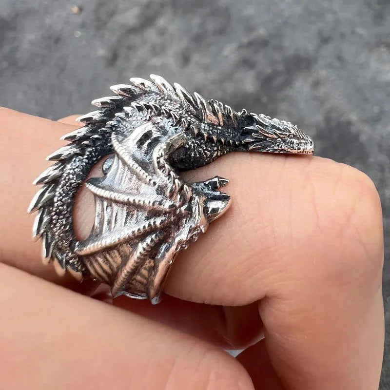 Dragon Rings for Men Women Gothic Punk Style Adjustable Vintage