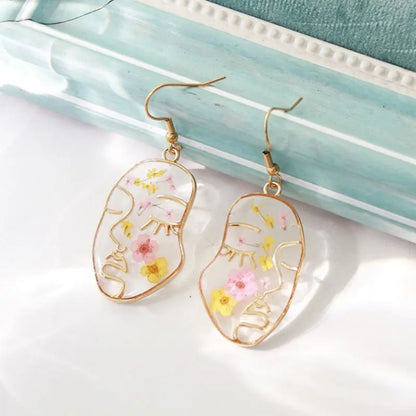 Handmade Colorful Dried Flower Earrings