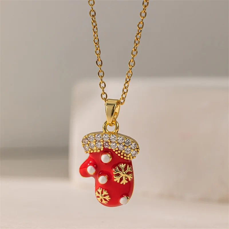 316L Stainless Steel Christmas Santa Claus Pendant Necklace